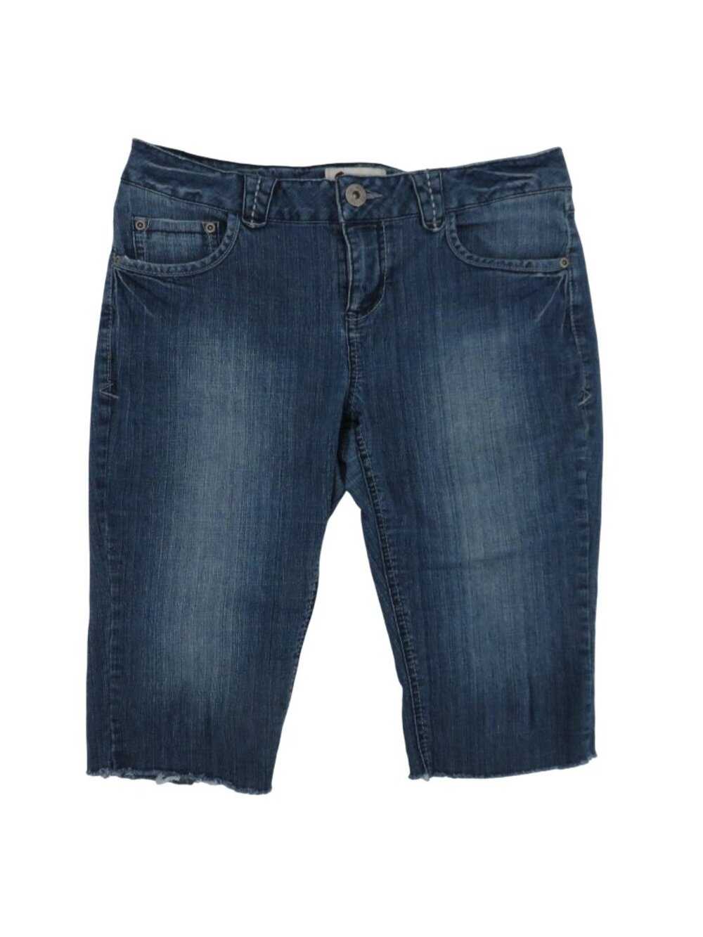 SO Juniors 9 Low Rise Blue Denim Jean Bermuda Shorts Cotton Blend Pockets Y2K